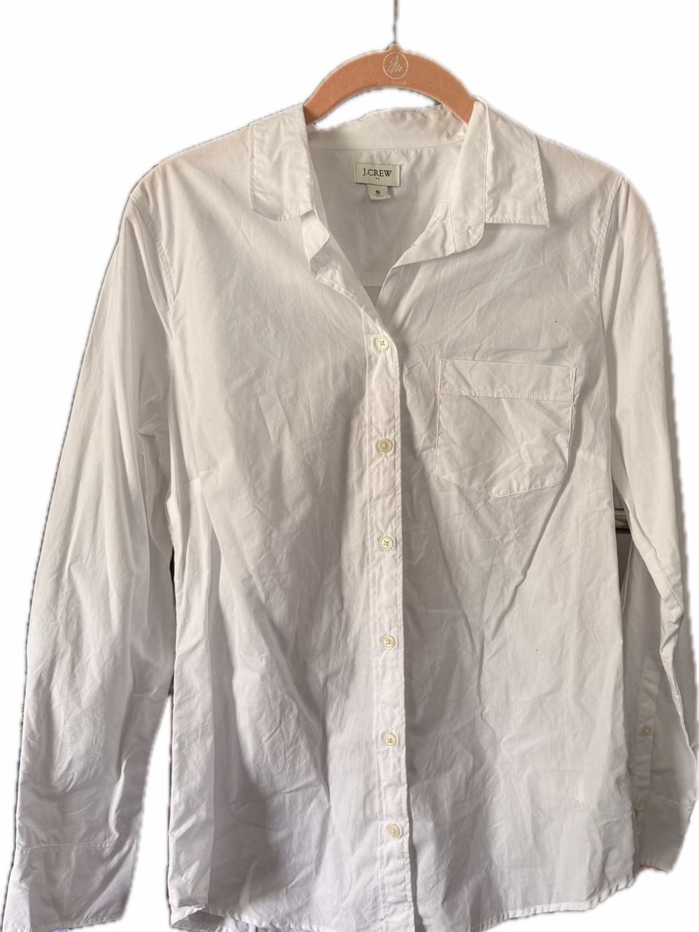 J. Crew White Button-Front Cotton Blouse